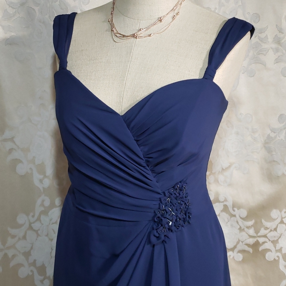 ^David’s Bridal Periwinkle Chiffon Floral Dress - Picture 2 of 14